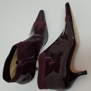 Rickard Shah Patent Leather Kitten Heel Ankle Boots